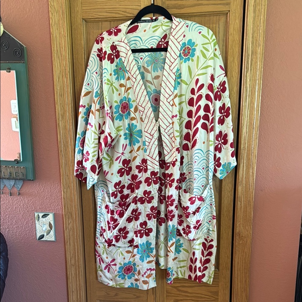 Gudrun Sjoden Red and Blue Cape Jacket